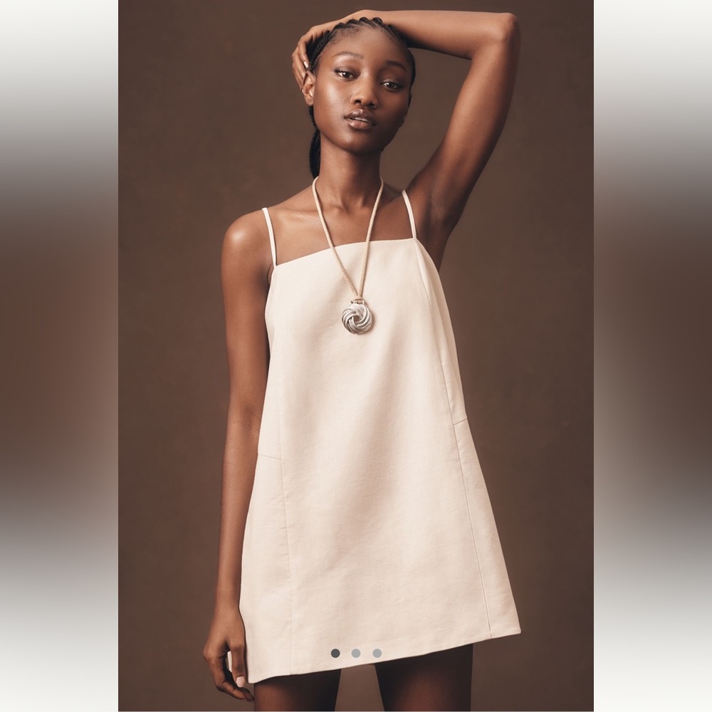 Anthropologie | Mare Mare Square-Neck Linen A-Line Mini Dress